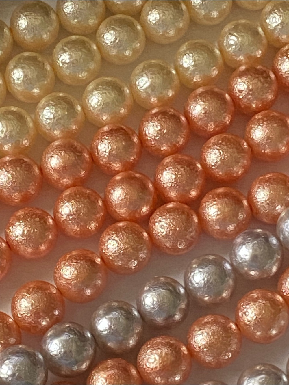 Pearlescent Bead Lot Faux Pearl Beads in Mint, Peach & Champagne - Picture 7 of 10